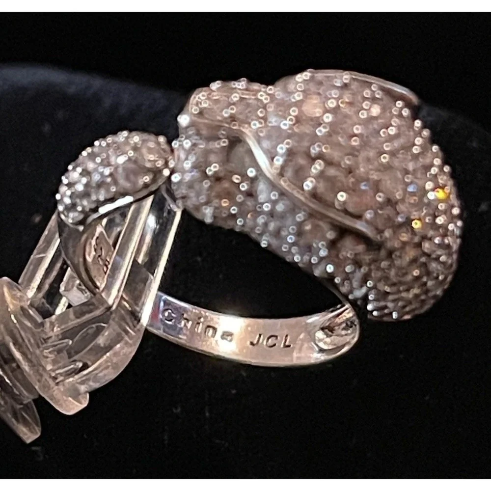 JTV‎ 9.25 Sterling Silver Panther CZ Cluster Eternity Wrap Band Ring Sz. 5